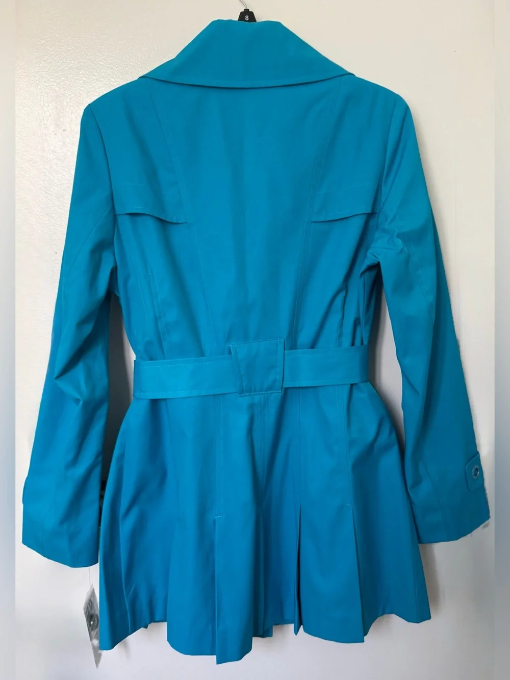 NEW WITH TAGS! Turquoise double breasted Via Spiga Raincoat jacket, Sz M - Picture 7 of 7